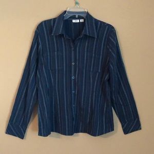 Causal and Office/Work Attire: Navy Long Sleeve Button Down Shirt